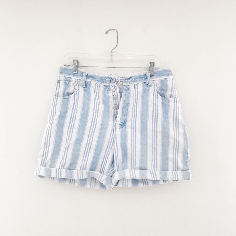 VINTAGE: stripe denim shorts